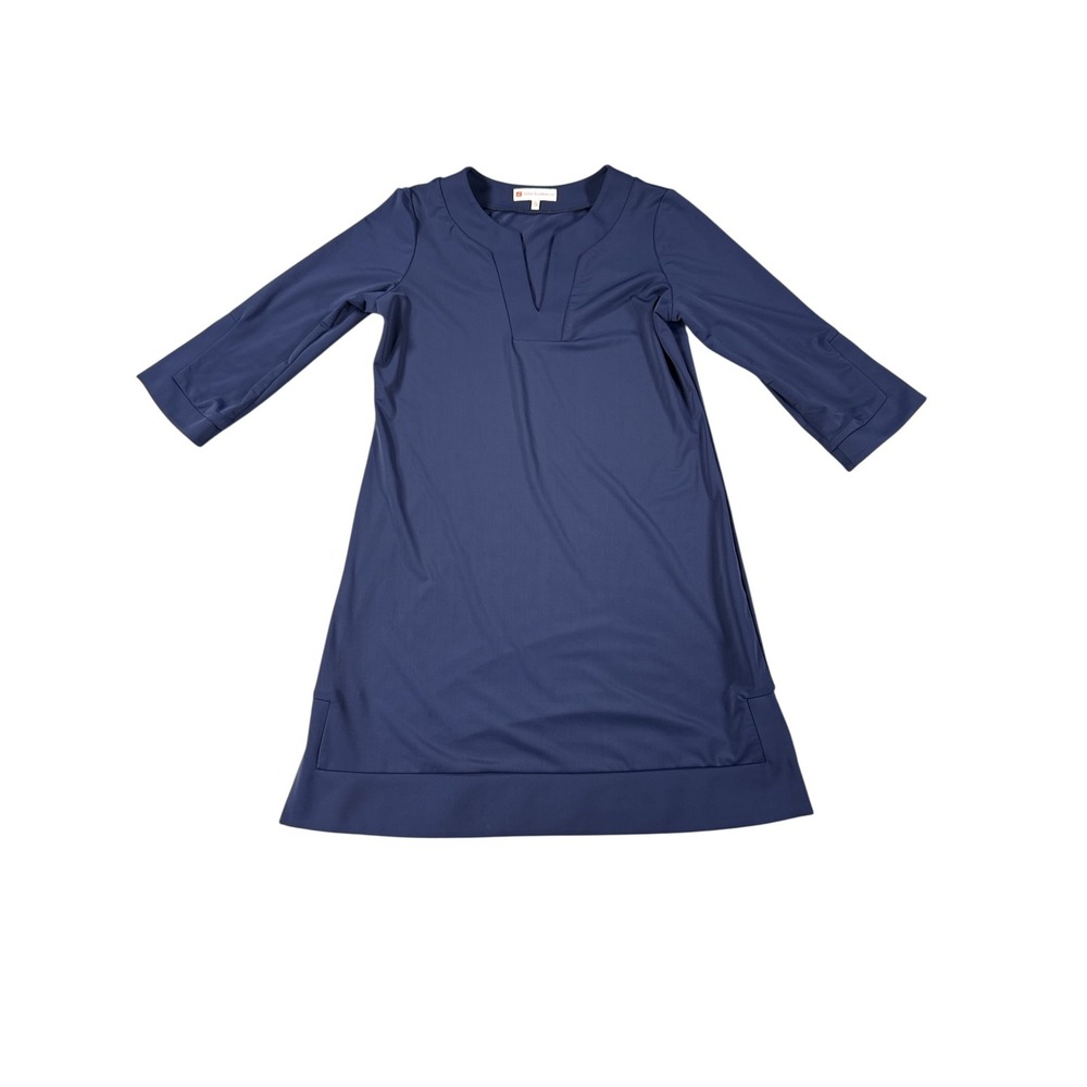 Jude Connally Midnight Navy Three-Quarter Sleeve A-Line Dress